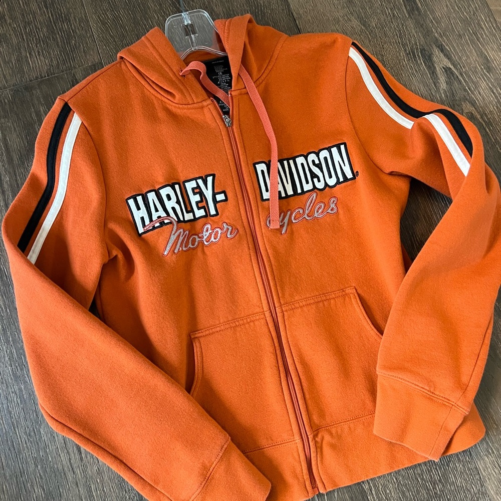Harley-Davidson Womens Orange zip up hoodie